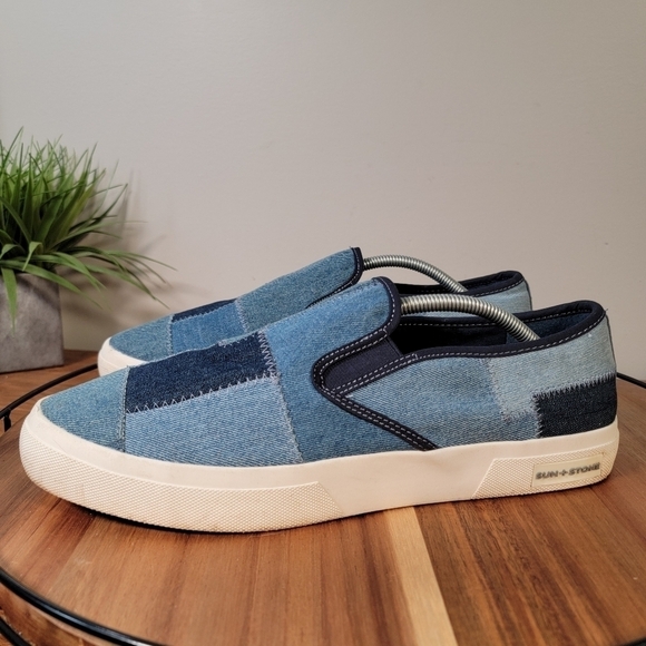 Sun + Stone Denim Patch Slip on Sneakers Loafers Size 12 - Picture 7 of 16